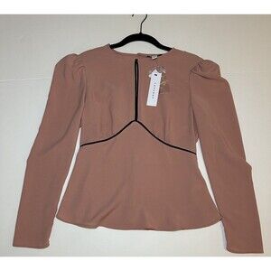 Topshop Austin Keyhole Light Pink Long Sleeve‎ Blouse Cut Outs SIZE 6 NWT